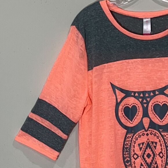 Plus Size Pink & Gray 3/4 Sleeve Owl Top. Size XXL. - Picture 4 of 9